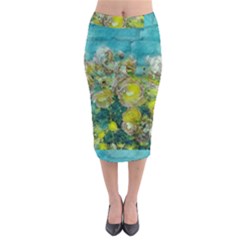 Bloom In Vintage Ornate Style Midi Pencil Skirt by pepitasart