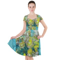 Bloom In Vintage Ornate Style Cap Sleeve Midi Dress by pepitasart