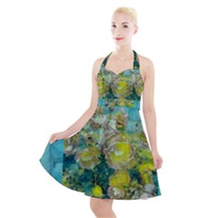 Bloom In Vintage Ornate Style Halter Party Swing Dress  by pepitasart