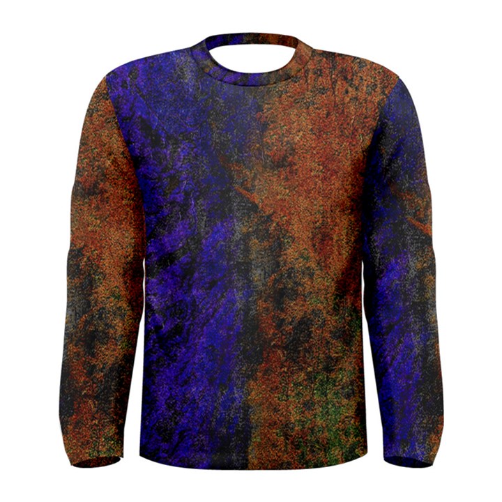 Colored Rusty Abstract Grunge Texture Print Men s Long Sleeve Tee