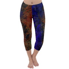 Colored Rusty Abstract Grunge Texture Print Capri Winter Leggings 