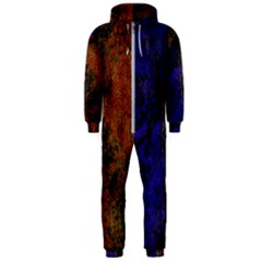 Colored Rusty Abstract Grunge Texture Print Hooded Jumpsuit (men) 