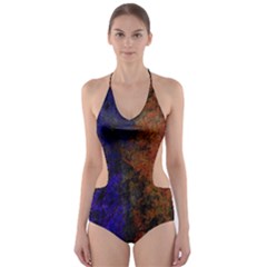 Colored Rusty Abstract Grunge Texture Print Cut-out One Piece Swimsuit by dflcprints