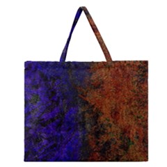 Colored Rusty Abstract Grunge Texture Print Zipper Large Tote Bag by dflcprints