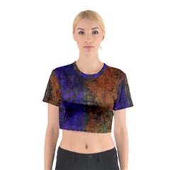 Colored Rusty Abstract Grunge Texture Print Cotton Crop Top by dflcprints