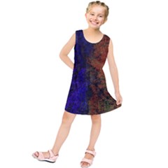 Colored Rusty Abstract Grunge Texture Print Kids  Tunic Dress by dflcprints