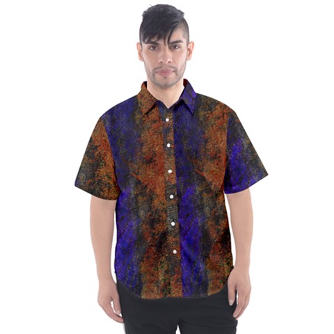 Colored Rusty Abstract Grunge Texture Print Men s Short Sleeve Shirt by dflcprints