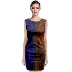 Colored Rusty Abstract Grunge Texture Print Sleeveless Velvet Midi Dress