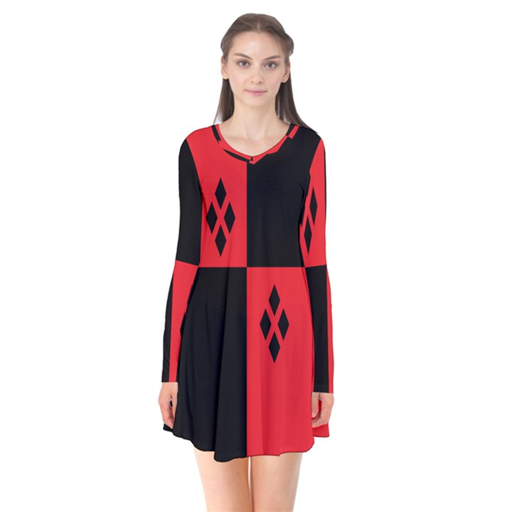 Harley Long Sleeve V-neck Flare Dress