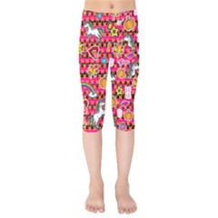 Deep Pink Super November Unicorns Kids  Capri Leggings   by PattyVilleDesigns