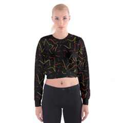 Lines Abstract Print Cropped Sweatshirt