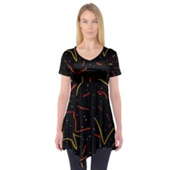 Lines Abstract Print Short Sleeve Tunic  by dflcprints