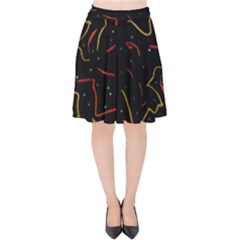 Lines Abstract Print Velvet High Waist Skirt by dflcprints