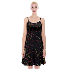 Lines Abstract Print Spaghetti Strap Velvet Dress