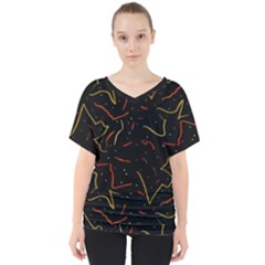 Lines Abstract Print V-neck Dolman Drape Top by dflcprints