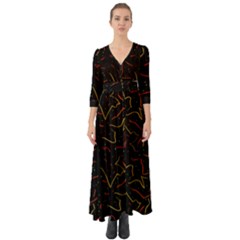 Lines Abstract Print Button Up Boho Maxi Dress by dflcprints