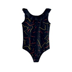 Lines Abstract Print Kids  Frill Swimsuit by dflcprints