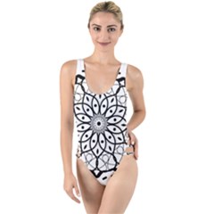 Textura Model Texture Design Lines High Leg Strappy Swimsuit by Simbadda