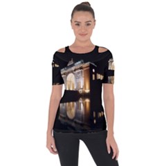 Menin Gate Ieper Monument Shoulder Cut Out Short Sleeve Top by Simbadda