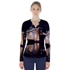 Menin Gate Ieper Monument V-neck Long Sleeve Top by Simbadda