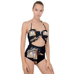 Menin Gate Ieper Monument Scallop Top Cut Out Swimsuit by Simbadda