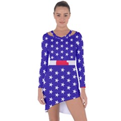 Day Independence July Background Asymmetric Cut-out Shift Dress by Simbadda