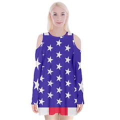 Day Independence July Background Velvet Long Sleeve Shoulder Cutout Dress by Simbadda