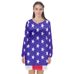 Day Independence July Background Long Sleeve Chiffon Shift Dress  by Simbadda