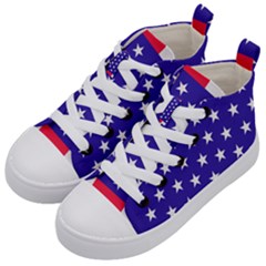 Day Independence July Background Kid s Mid-top Canvas Sneakers by Simbadda