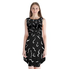 Scribbles Lines Drawing Picture Sleeveless Chiffon Dress   by Simbadda