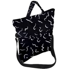 Scribbles Lines Drawing Picture Fold Over Handle Tote Bag by Simbadda