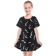 Scribbles Lines Drawing Picture Kids  Smock Dress by Simbadda