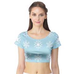 Snowflakes Winter Graphics Weather Short Sleeve Crop Top