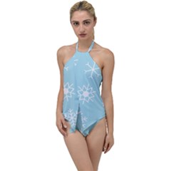 Snowflakes Winter Graphics Weather Go With The Flow One Piece Swimsuit by Simbadda