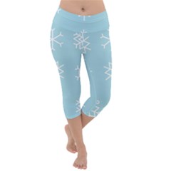 Snowflakes Winter Graphics Weather Lightweight Velour Capri Yoga Leggings