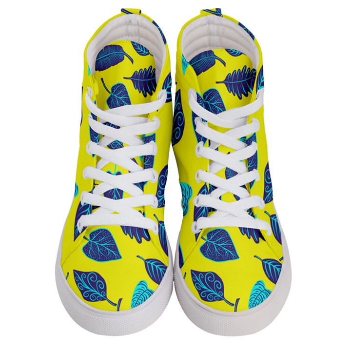 Leaves Pattern Picture Detail Women s Hi-Top Skate Sneakers