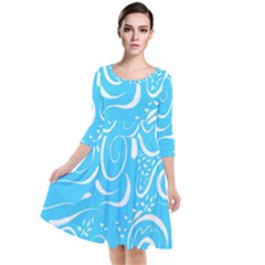 Scribble Reason Design Pattern Quarter Sleeve Waist Band Dress