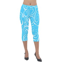 Scribble Reason Design Pattern Lightweight Velour Capri Leggings  by Simbadda