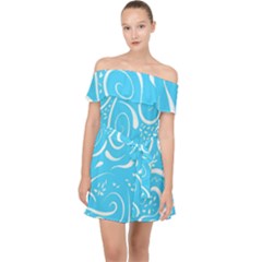 Scribble Reason Design Pattern Off Shoulder Chiffon Dress