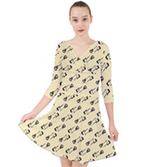 Guitar Guitars Music Instrument Quarter Sleeve Front Wrap Dress by Simbadda