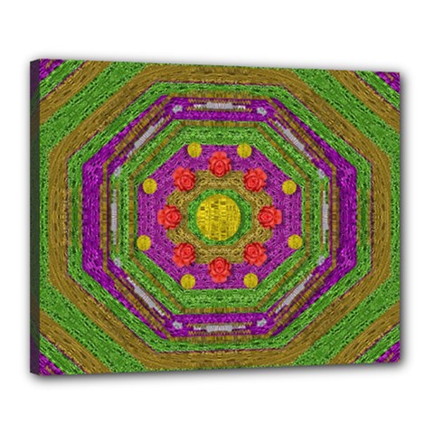 Flowers In Rainbows For Ornate Joy Canvas 20  X 16  (stretched) by pepitasart