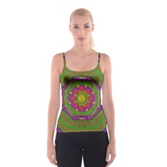 Flowers In Rainbows For Ornate Joy Spaghetti Strap Top by pepitasart