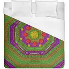 Flowers In Rainbows For Ornate Joy Duvet Cover (king Size) by pepitasart