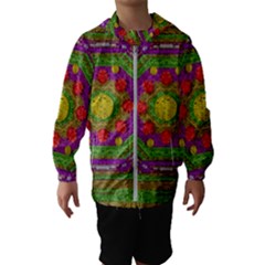 Flowers In Rainbows For Ornate Joy Hooded Windbreaker (kids) by pepitasart