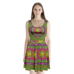 Flowers In Rainbows For Ornate Joy Split Back Mini Dress  by pepitasart