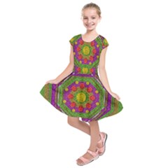 Flowers In Rainbows For Ornate Joy Kids  Short Sleeve Dress by pepitasart