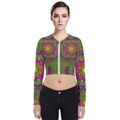 Flowers In Rainbows For Ornate Joy Zip Up Bomber Jacket by pepitasart