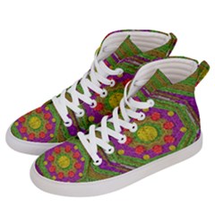 Flowers In Rainbows For Ornate Joy Women s Hi-top Skate Sneakers by pepitasart