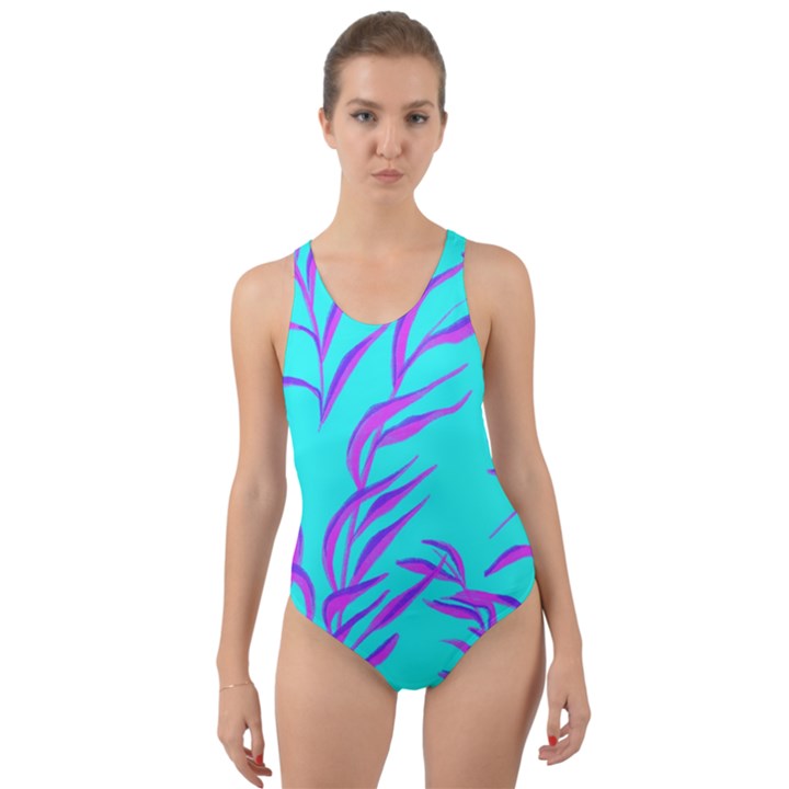 Branches Leaves Colors Summer Cut-Out Back One Piece Swimsuit