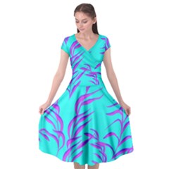 Branches Leaves Colors Summer Cap Sleeve Wrap Front Dress by Simbadda